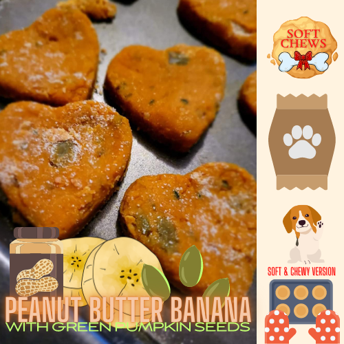 Peanut Butter and Banana with Baked Green Pumpkin Seeds.  - Original Soft and Chewy (to be kept cold)